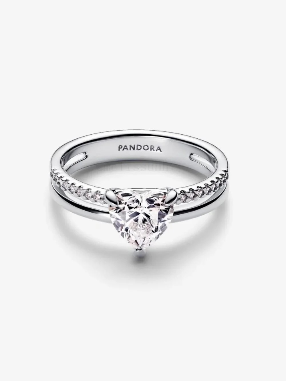 Pandora Silver Heart-Cut Stone Ring - Silver